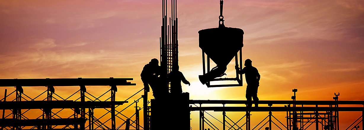  Image of construction at sunset.
